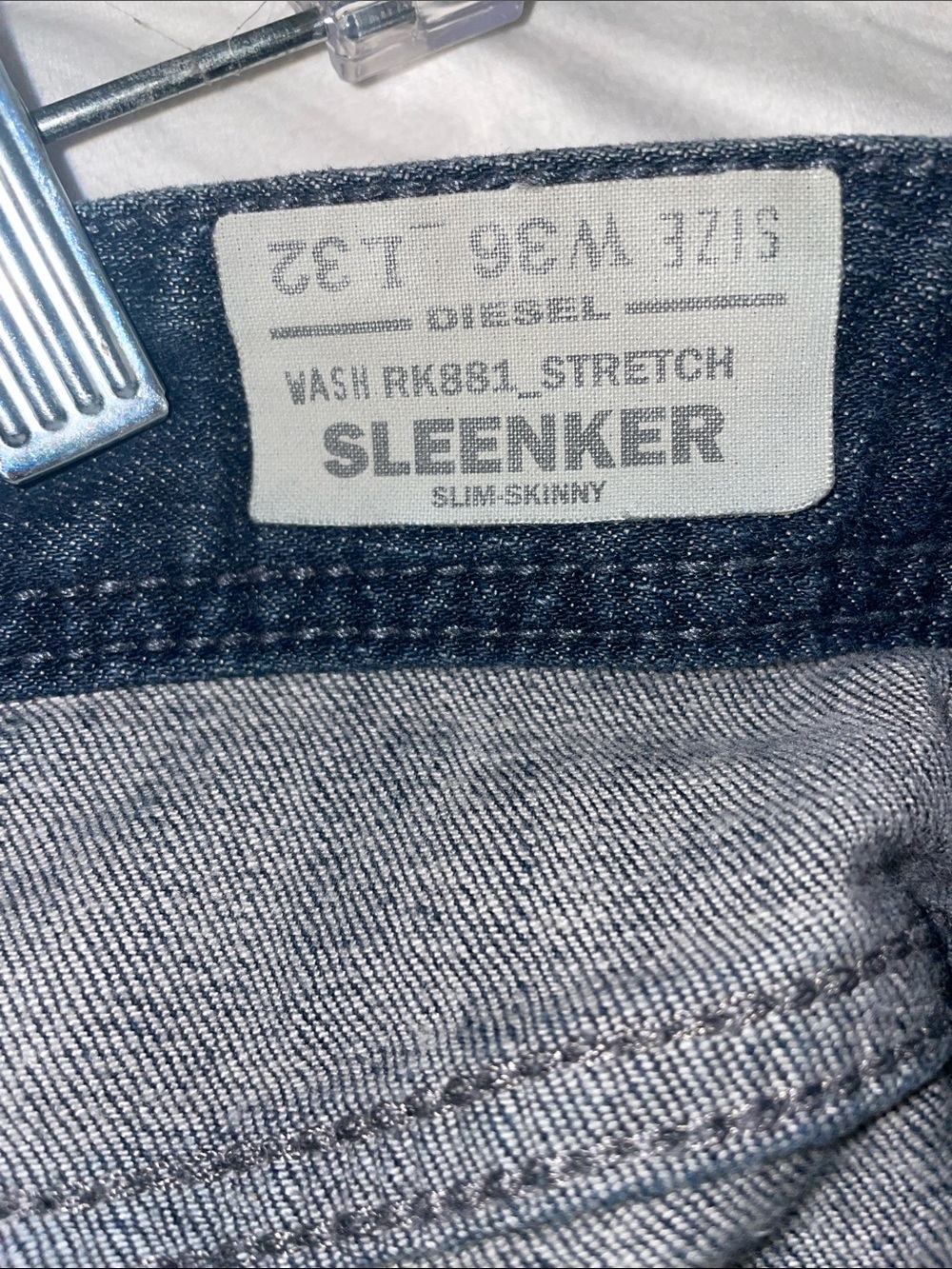 Diesel Sleenker Slim Skinny Stretch Jeans Dark Wash 32 Classic Dressy Button Fly